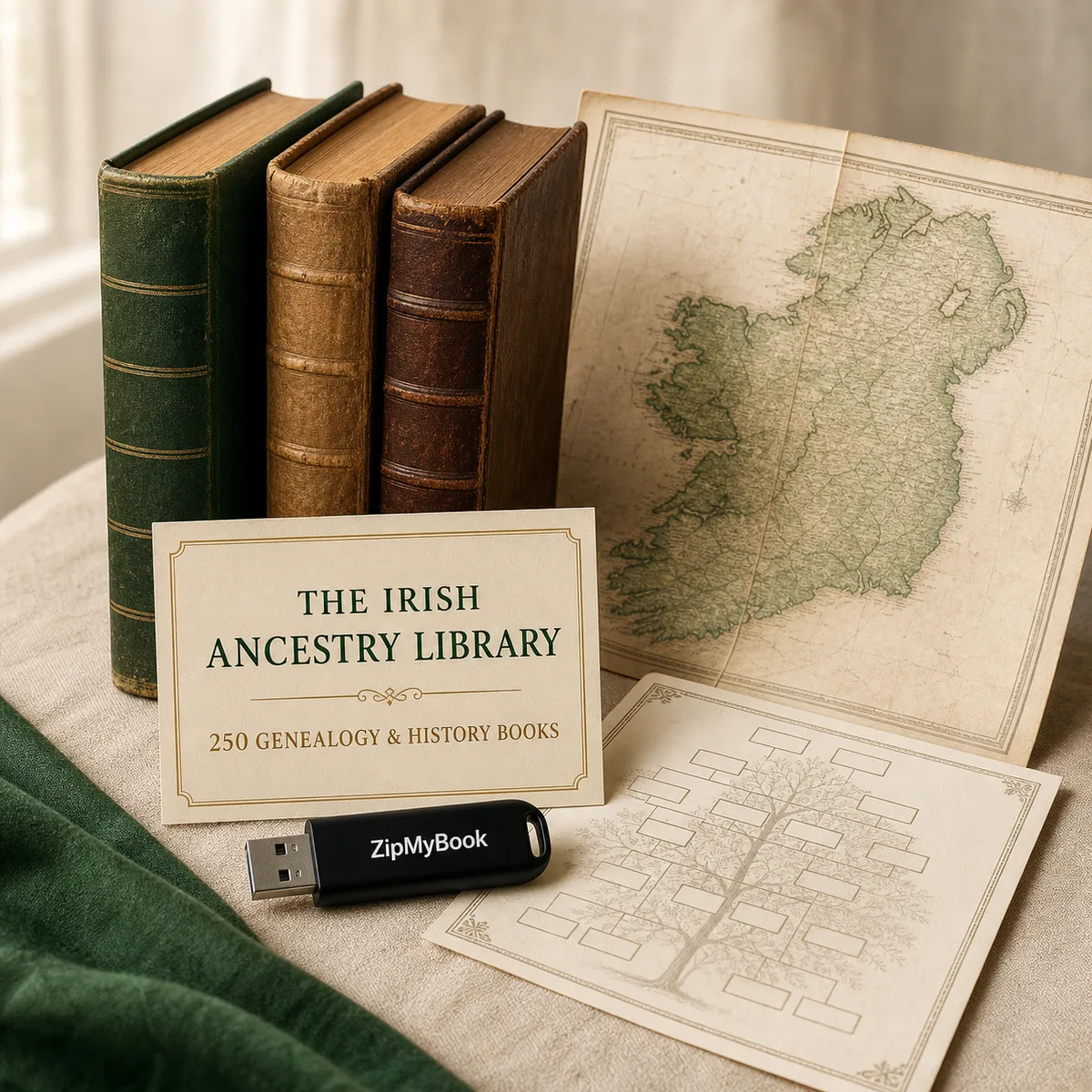 250 Irish Genealogy Family History & Ancestry Books PDF Collection on USB cover