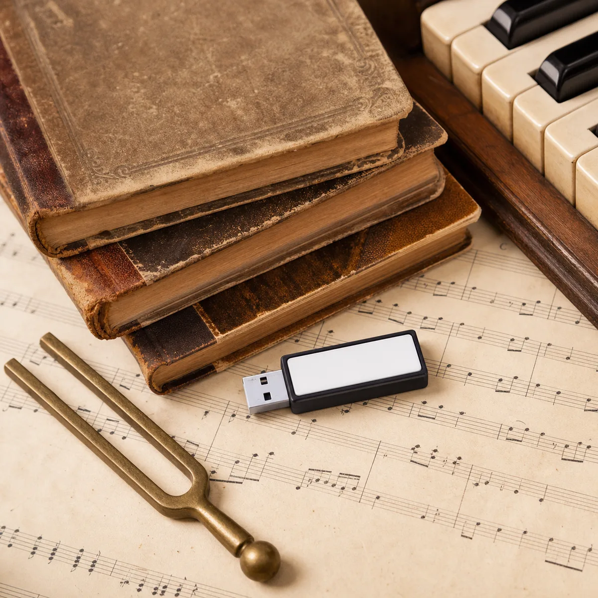 100 Vintage Music Theory Piano & Singing Books PDF USB cover
