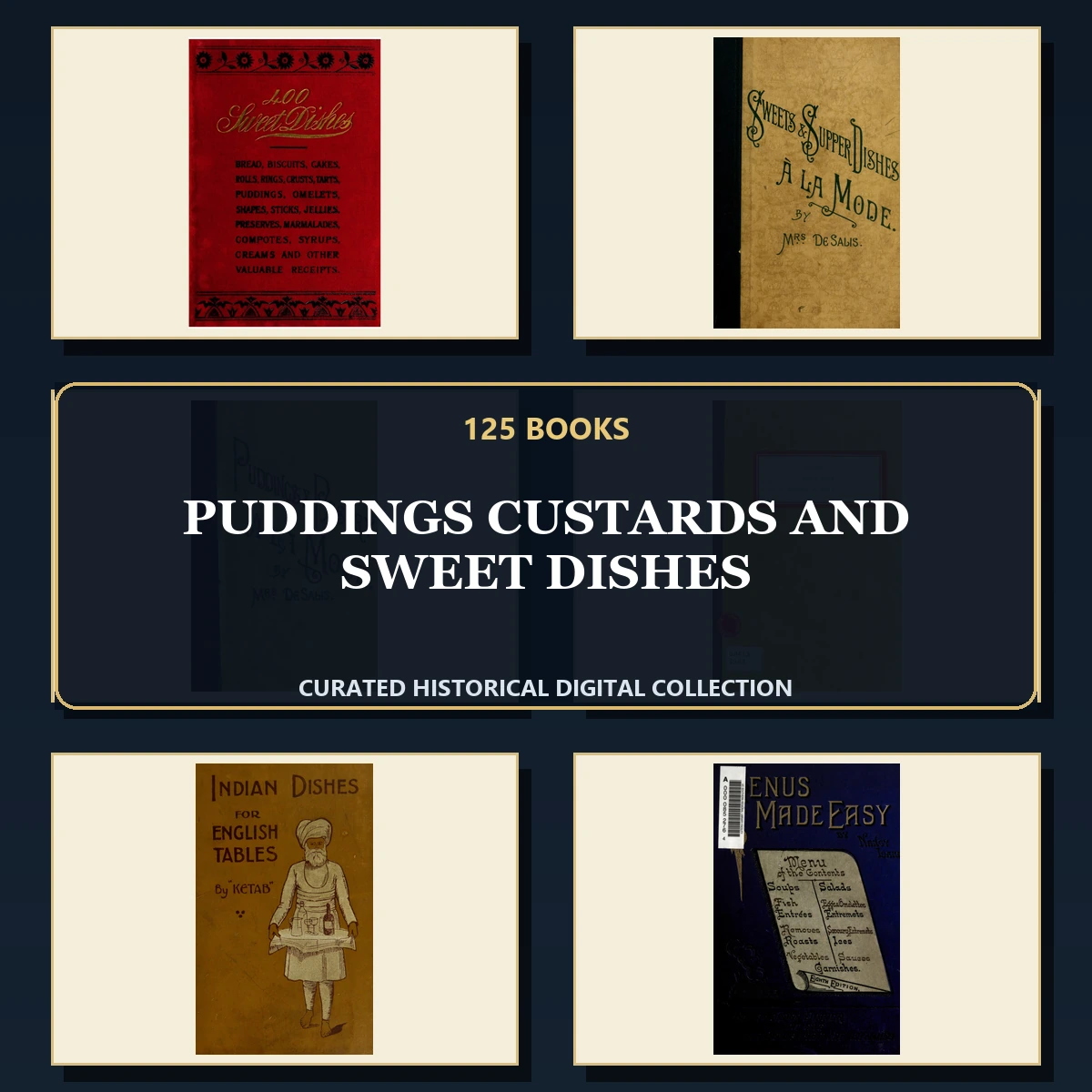 125 Rare Puddings Custards and Sweet Dishes PDF Collection: Puddings Custards & Sweet Dishes & Antique Sources